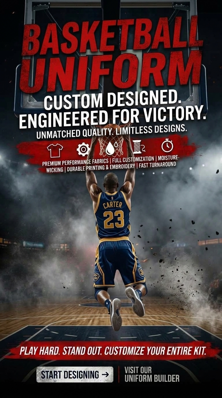 Custom basketball uniforms made by Rockhint in Sialkot