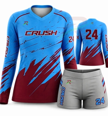 Custom girls volleyball uniform, made by Rockhint in Sialkot, Pakistan