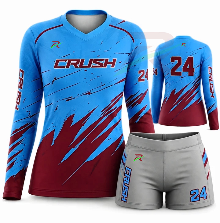 Custom girls volleyball uniform, made by Rockhint in Sialkot, Pakistan