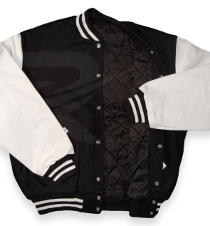 Custom letterman varsity jacket with chenille patches, made by Rockhint in Sialkot, Pakistan