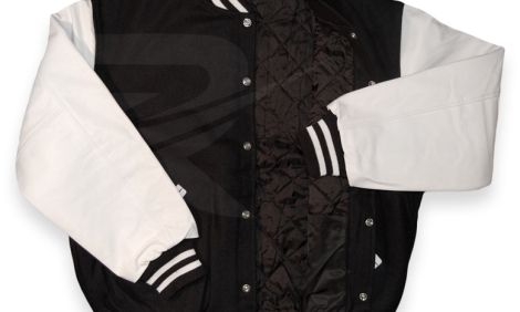 Custom letterman varsity jacket with chenille patches, made by Rockhint in Sialkot, Pakistan
