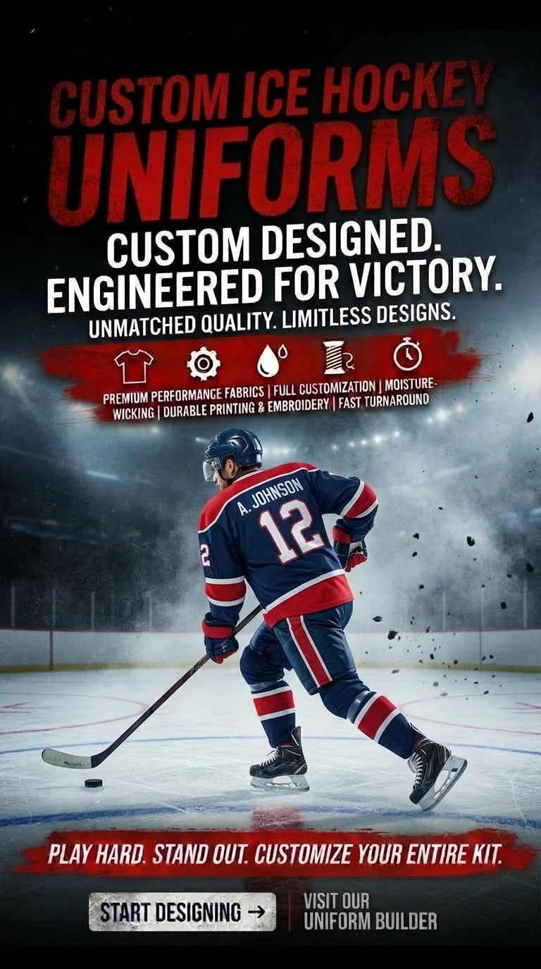 Custom ice hockey uniforms made by Rockhint in Sialkot