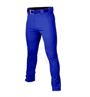 Custom royal blue baseball pants, front view