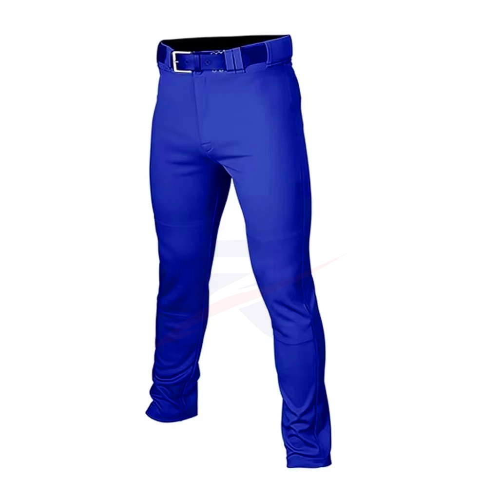 Custom royal blue baseball pants, front view