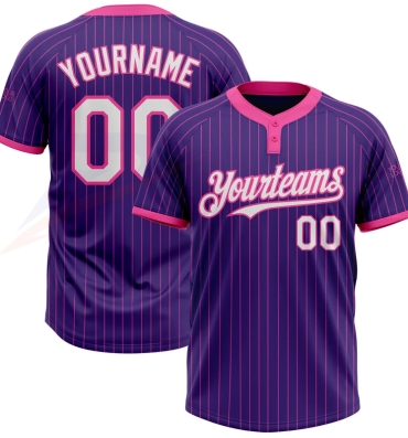 Custom two-button baseball jersey, front view