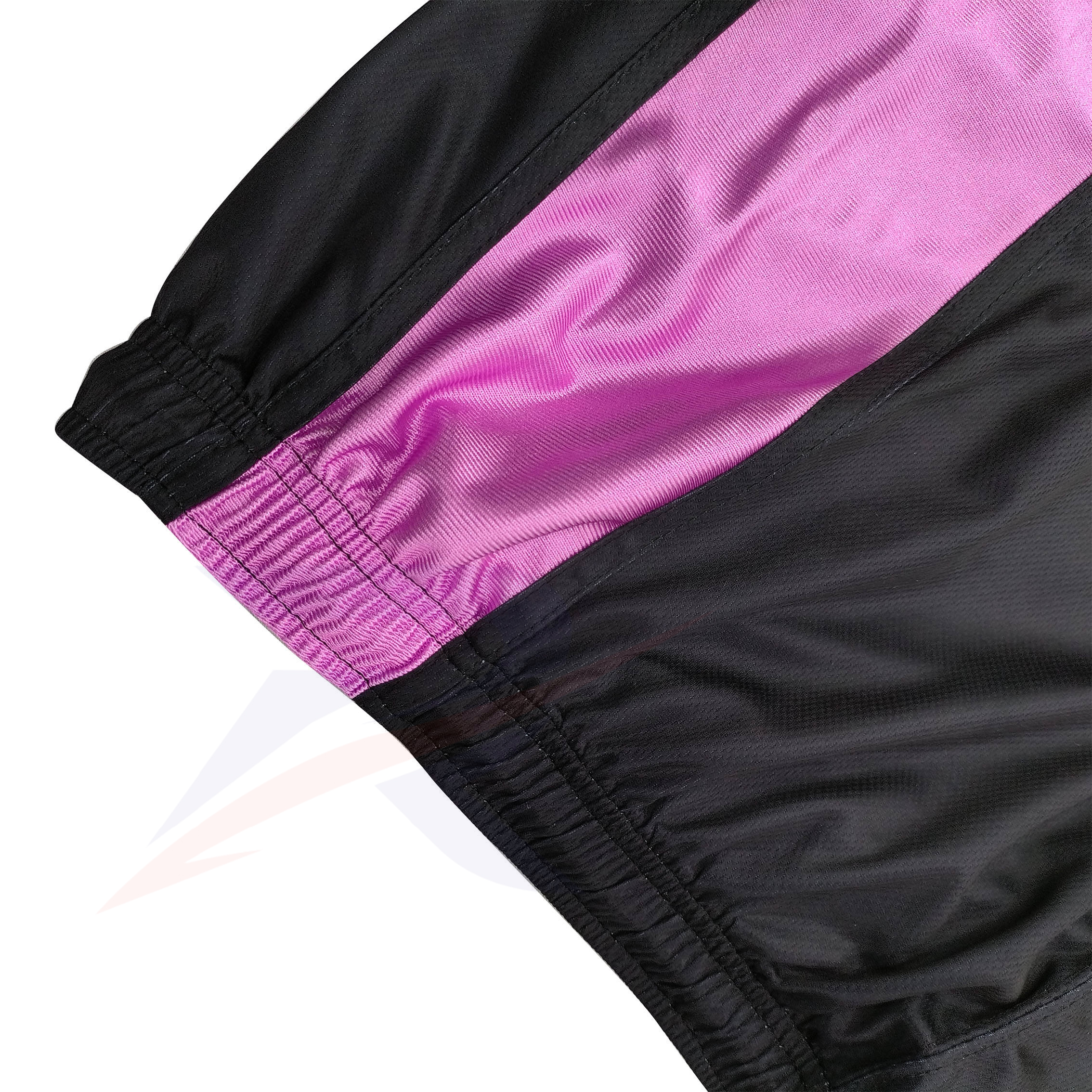Close-up of basketball shorts side panel stitching