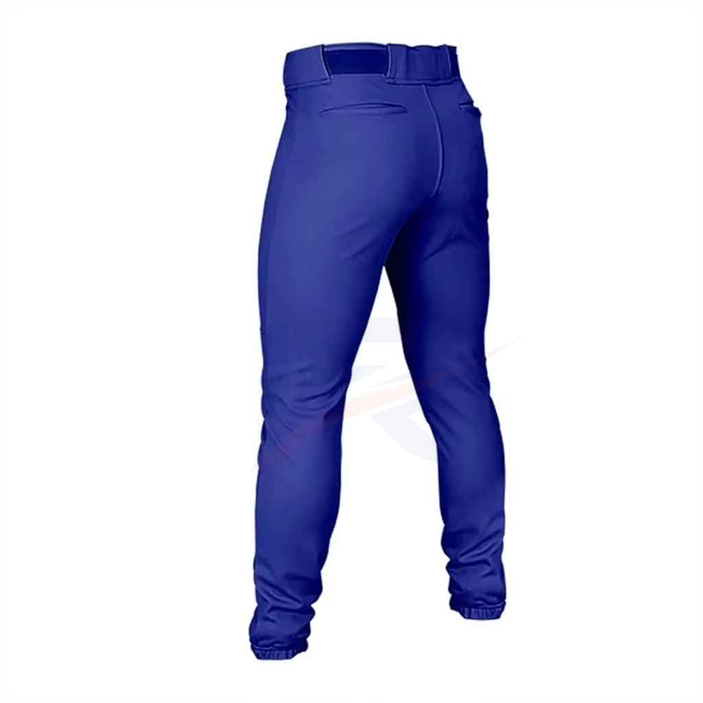 Custom royal blue baseball pants, side view