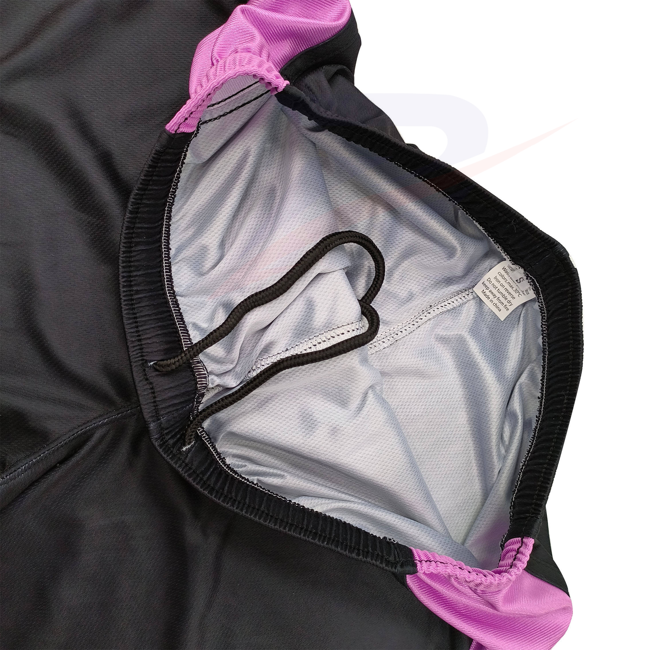 Basketball shorts waistband with drawcord, inside view