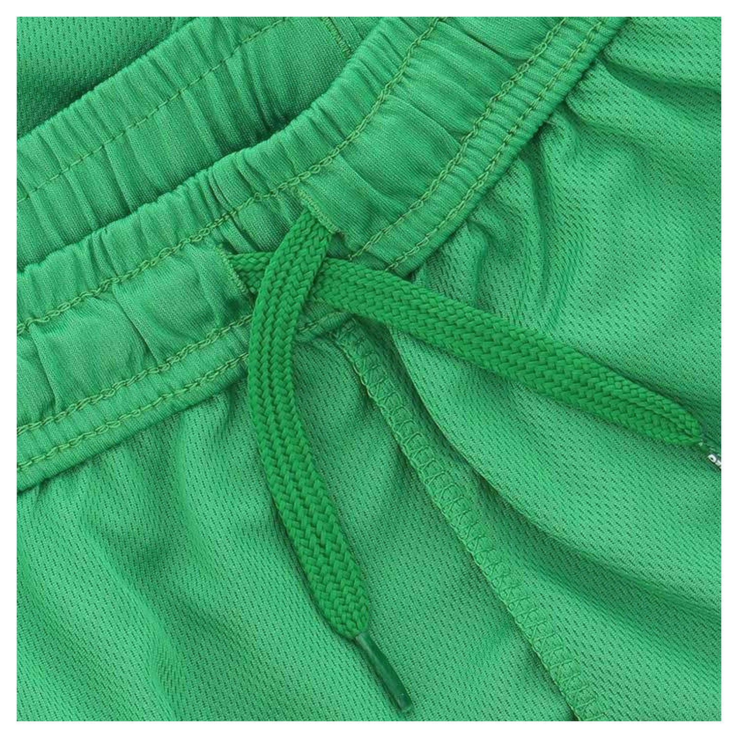 Close-up of soccer shorts elastic waistband and drawcord